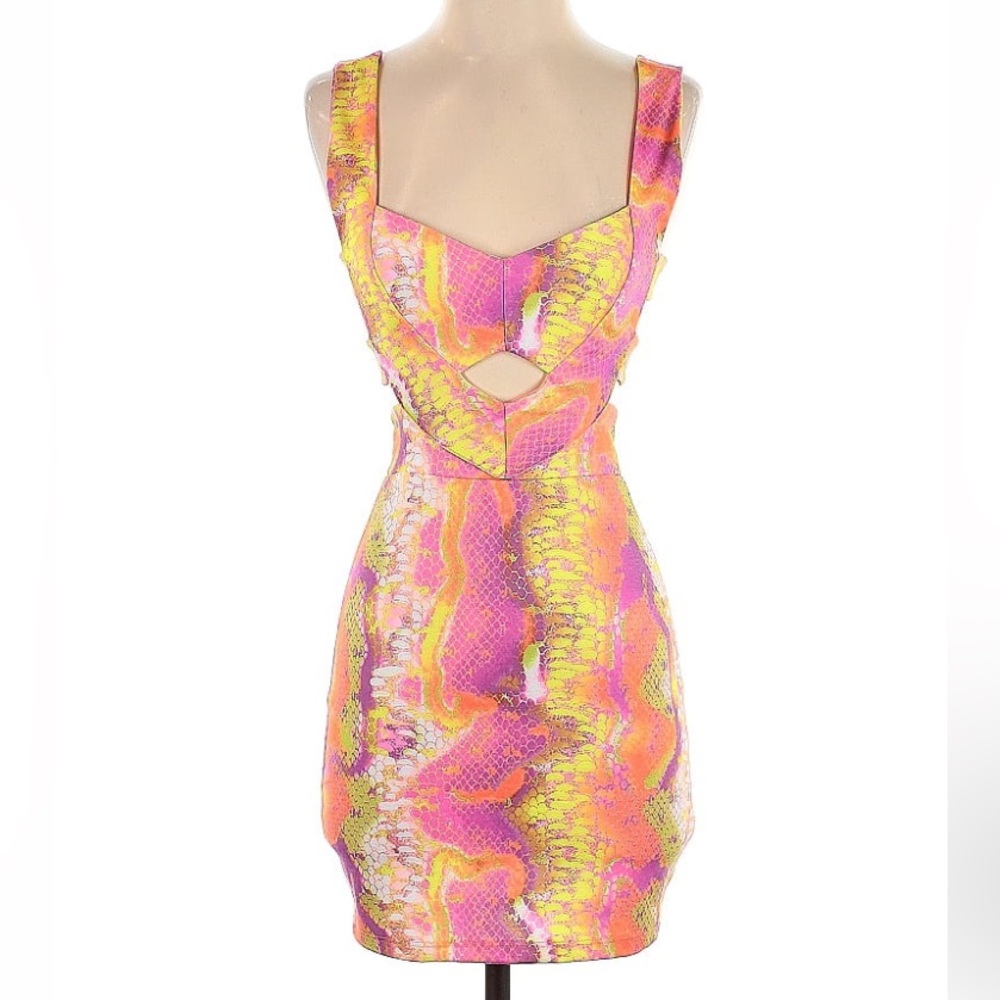 Neon Cocktail/Party Dress with Cutouts